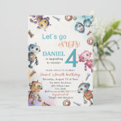 Elegante kleine robot Waterverf Baby Verjaardagspa Kaart (Staand voorkant)