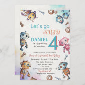 Elegante kleine robot Waterverf Baby Verjaardagspa Kaart (Voorkant / Achterkant)