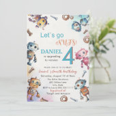 Elegante kleine robot Waterverf Baby Verjaardagspa Kaart (Staand voorkant)