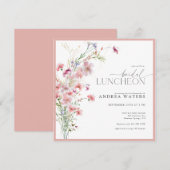 Elegante kleine roze bloemen bruids lunch kaart (Voorkant / Achterkant)