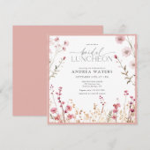 Elegante kleine roze bloemen bruids lunch kaart (Voorkant / Achterkant)
