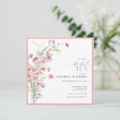 Elegante kleine roze bloemen bruids thee kaart (Staand voorkant)