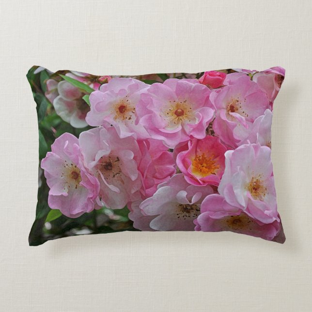 Elegante kleine roze rozen accent kussen (Voorkant)