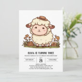 Elegante kleine schapen digitale verjaardag kaart (Staand voorkant)