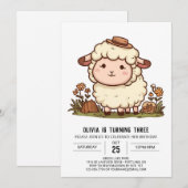 Elegante kleine schapen digitale verjaardag kaart (Voorkant / Achterkant)