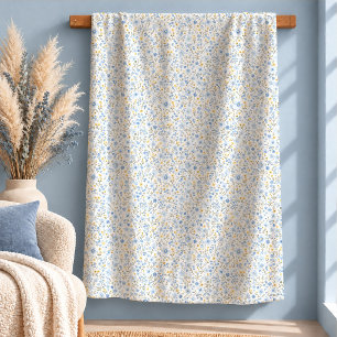 Elegante Kleine Stof Blauw Cottagecore Bloemen Dek Sherpa Deken