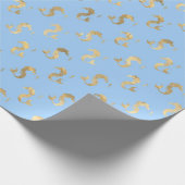 Elegante kleine zeemeermin blauw en metallic goud cadeaupapier (Hoek)