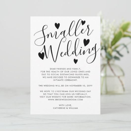 Elegante Kleinere Bruiloft Inperking Wijziging Van Aankondiging (Staand voorkant)