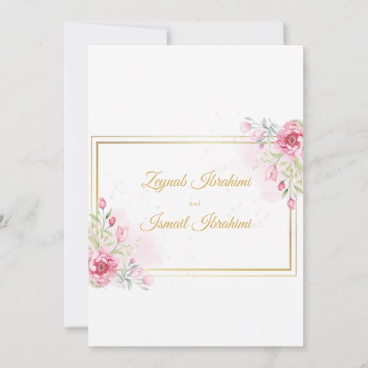 Elegante Kleur Roze Bloemen Islamitische Moslim Hu Kaart (Achterkant)