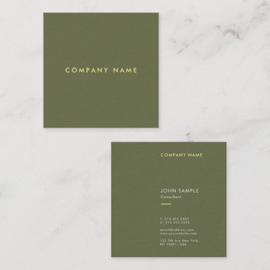 Elegante kleur Sjabloon Professional Luxury Modern Vierkante Visitekaartje (Voorkant / Achterkant)