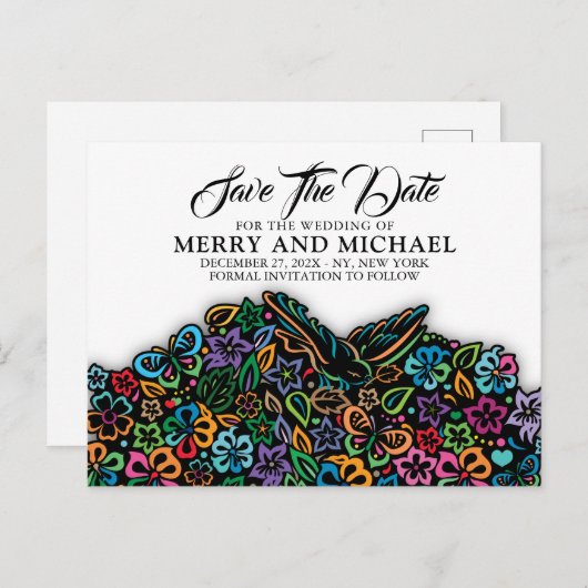 Elegante Kleur van Leven Design Aankondigingskaart (Voorkant / Achterkant)