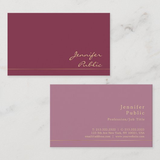 Elegante Kleuren Trendy Moderne Zijdeafwerking Lux Visitekaartje (Voorkant / Achterkant)