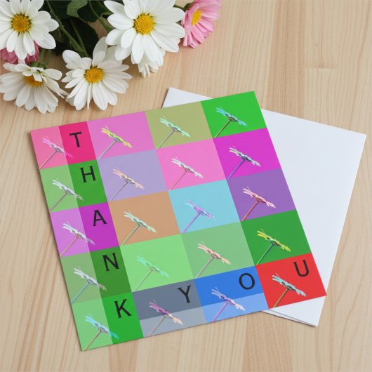 Elegante kleurrijke Abstracte Daisy Bloemen Dank u Bedankkaart