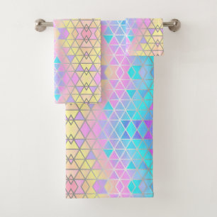 Elegante kleurrijke abstracte holografische drieho bad handdoek