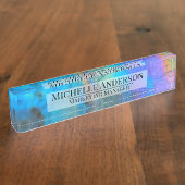 Elegante Kleurrijke Agaat Geode Stone Professional Naambordje (Zijkant)