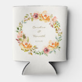 Elegante Kleurrijke Aquarel Bloem Bruiloft Custom  Blikjeskoeler (Voorkant)