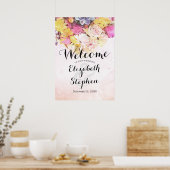 Elegante Kleurrijke Aquarel Bloem Bruiloft Welkom Poster (Keuken)