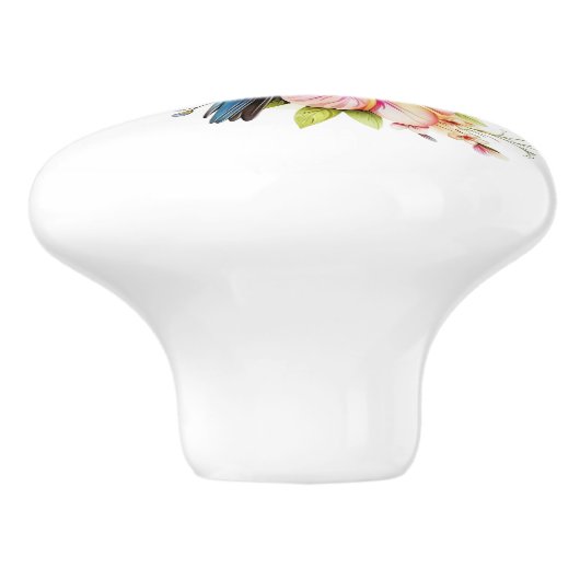 Elegante Kleurrijke Aquarel Kolibrie Meubelen Keramische Knop (Zijkant)