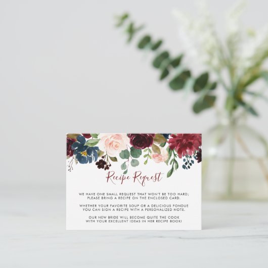 Elegante Kleurrijke Bloem Bruiloft Recept Verzoek  Informatiekaartje (Staand voorkant)