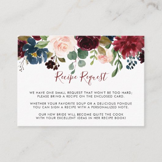 Elegante Kleurrijke Bloem Bruiloft Recept Verzoek  Informatiekaartje (Voorkant)
