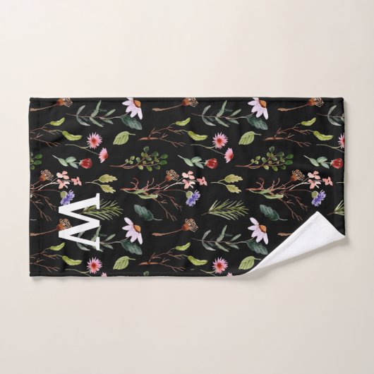 Elegante kleurrijke bloem gepersonaliseerde monogr bad handdoek (Handdoek)