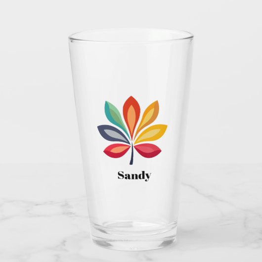 Elegante kleurrijke bloem monogram naam glas (Achterkant)