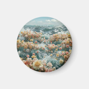 Elegante kleurrijke bloem roos zee magneet