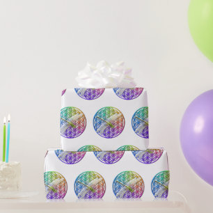 Elegante kleurrijke bloem van het leven libel kuns cadeaupapier