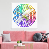 Elegante kleurrijke bloem van het leven libel kuns canvas afdruk (Insitu (Woonkamer))