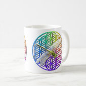 Elegante kleurrijke bloem van het leven libel kuns koffiemok (Voorkant rechts)