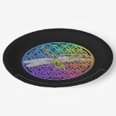 Elegante kleurrijke bloem van het leven libel kuns papieren bordje (Gekanteld)