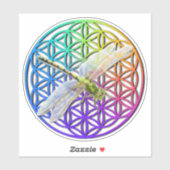 Elegante kleurrijke bloem van het leven libel kuns sticker (Vel)