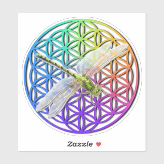 Elegante kleurrijke bloem van het leven libel kuns sticker (Vel)