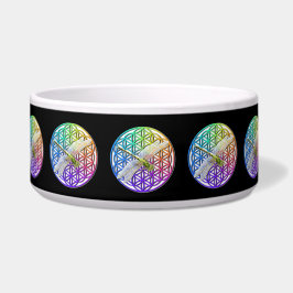 Elegante kleurrijke bloem van het leven libel kuns voerbakje