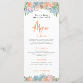 Elegante kleurrijke bloemblaadjes Border Bruiloft Menu