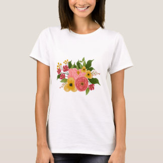 Elegante Kleurrijke Bloemboeket Vrouwen Bloemige D T-shirt