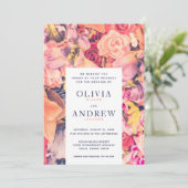 Elegante Kleurrijke Bloemen Achtergrond Bruiloft Kaart (Staand voorkant)