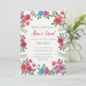 Elegante Kleurrijke Bloemen Bruiloft Kaart (Staand voorkant)