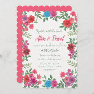 Elegante  Kleurrijke Bloemen Bruiloft Kaart