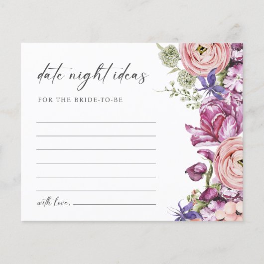 Elegante Kleurrijke Bloemen Datum Nacht Kaart (Voorkant)