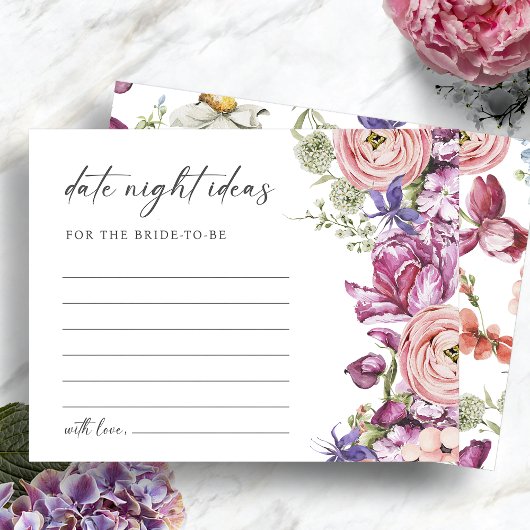 Elegante Kleurrijke Bloemen Datum Nacht Kaart