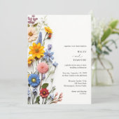 Elegante Kleurrijke Bloemen Foto Bruiloft Kaart (Staand voorkant)