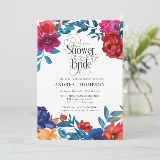 Elegante kleurrijke bloemen | groen Vrijgezellenfe Kaart (Staand voorkant)