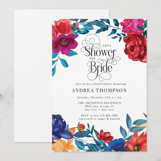 Elegante kleurrijke bloemen | groen Vrijgezellenfe Kaart (Voorkant / Achterkant)