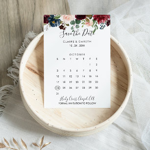 Elegante Kleurrijke Bloemen Sla de Datumkalender o Save The Date