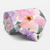 Elegante Kleurrijke Bloemen Waterverf Boeket bruil Stropdas (Opgerold)