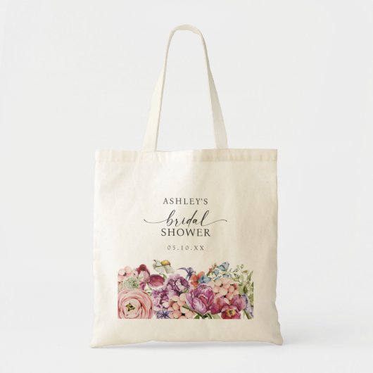 Elegante kleurrijke bloemen Wildflower Vrijgezelle Tote Bag (Voorkant)