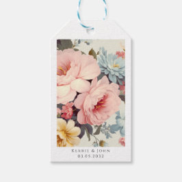 Elegante, kleurrijke,  bloemenbruiloft cadeaulabel