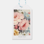 Elegante, kleurrijke,  bloemenbruiloft cadeaulabel (Achterkant)