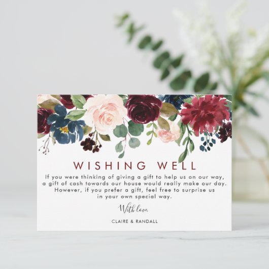 Elegante kleurrijke bloemenbruiloft die goed wenst informatiekaartje (Staand voorkant)